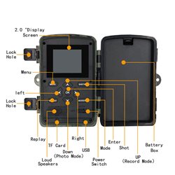 Trail Camera 20MP 1080P IP66 Waterproof with Clear Night Vision and 3 Passive Infrared Motion Sensors for Hunting Scouting